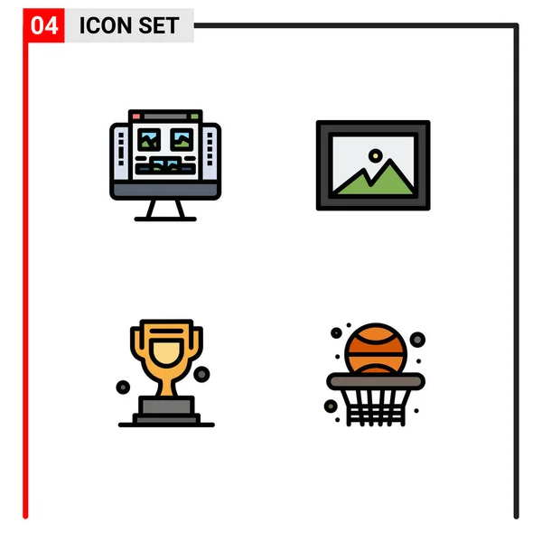 Vector Stock Icon Pack Líneas Signos Símbolos Para Galería Trofeo — Archivo Imágenes Vectoriales