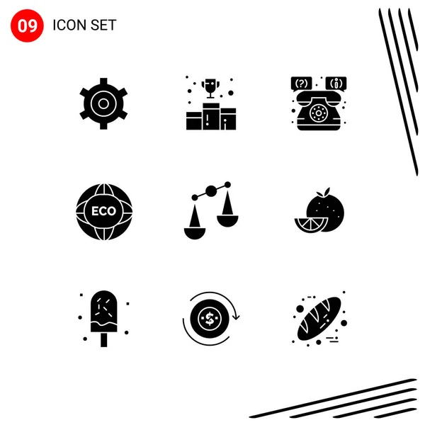 Stock Vector Icon Pack Line Signs Symbols Balance World Help — Stock Vector