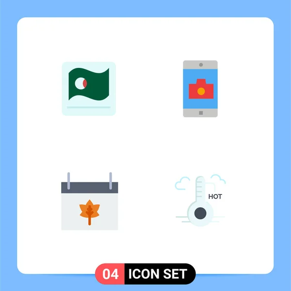 Сучасний Набір Плоских Іконок Піктограма Бангладешу Календар Бангла Мобільний Додаток — стоковий вектор