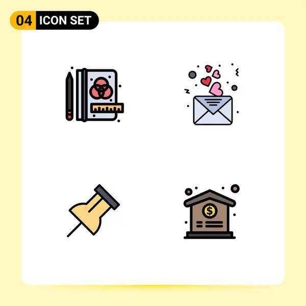 Pictogram Set Simple Filledline Flat Colors Creative Remining Day Mail — 스톡 벡터