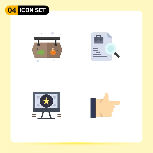 Set Vector Flat Icons Grid Shopping Design Board Search Monitor — Archivo Imágenes Vectoriales