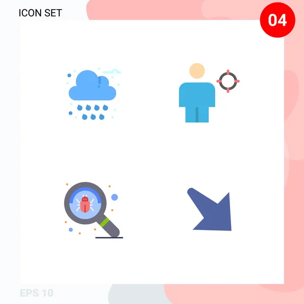 Ícones Planos Vetores Temáticos Símbolos Editáveis Outono Bug Tempo Humano — Vetor de Stock