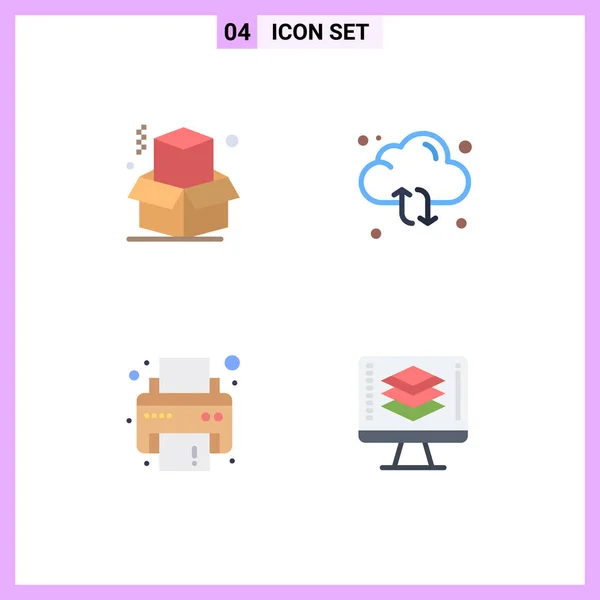 Mobile Interface Flat Icon Set Mit Piktogrammen Aus Schachtel Druck — Stockvektor