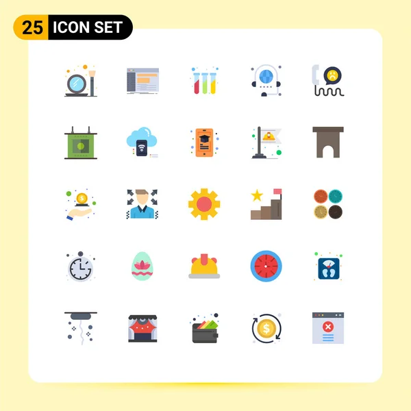 Stock Vector Icon Pack Mit Zeilenzeichen Und Symbolen Für Global — Stockvektor