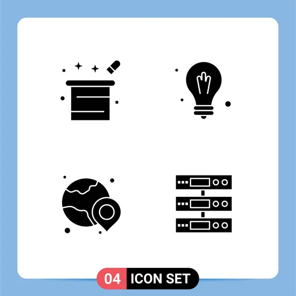 Universal Icon Symbols Group Modern Solid Glyphs Magic Globe Magician — 스톡 벡터