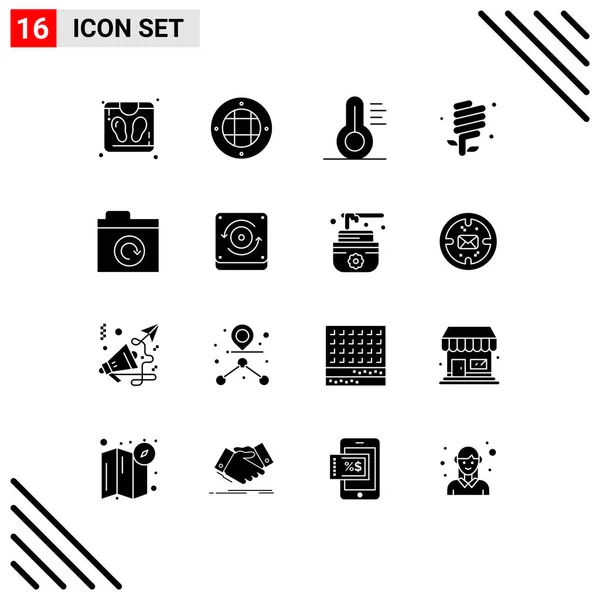 Creative Icons Modern Signs Symbols Restore Folder Thermometer Green Environment — Stock Vector