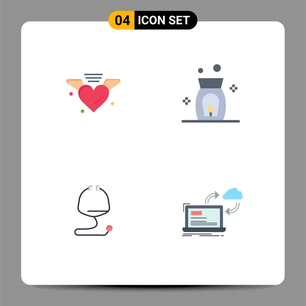 Modern Set Flat Icons Pictograph Love Medical Wedding Spa Sync — Vector de stock