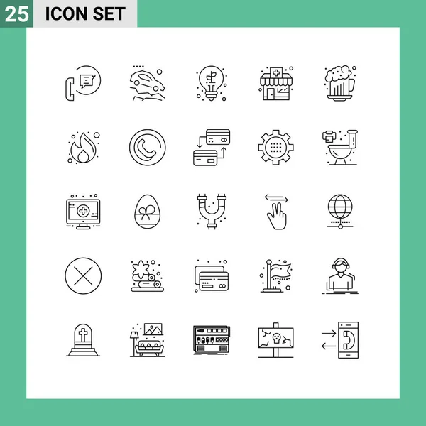 Universal Icon Symbols Group Modern Lines Beer Pharmacy Slope Drugstore — Vetor de Stock