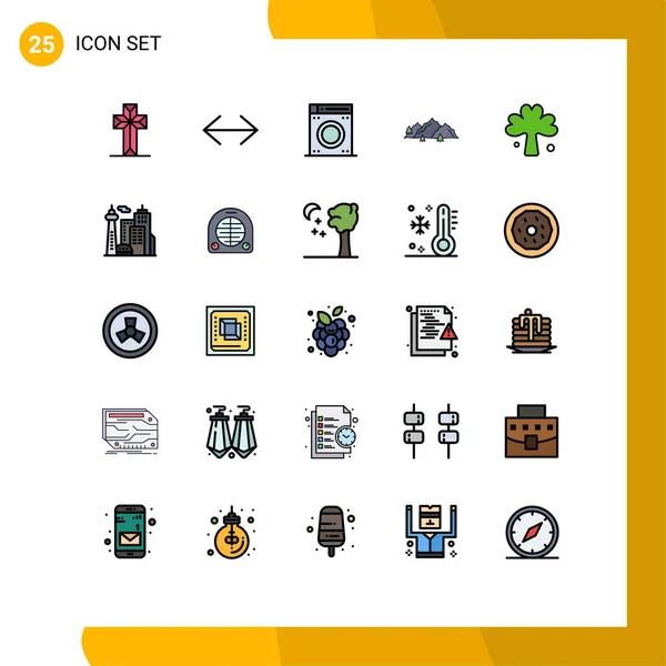 2014 Mobile Interface Filled Line Flat Color Set Pictograms Green — 스톡 벡터