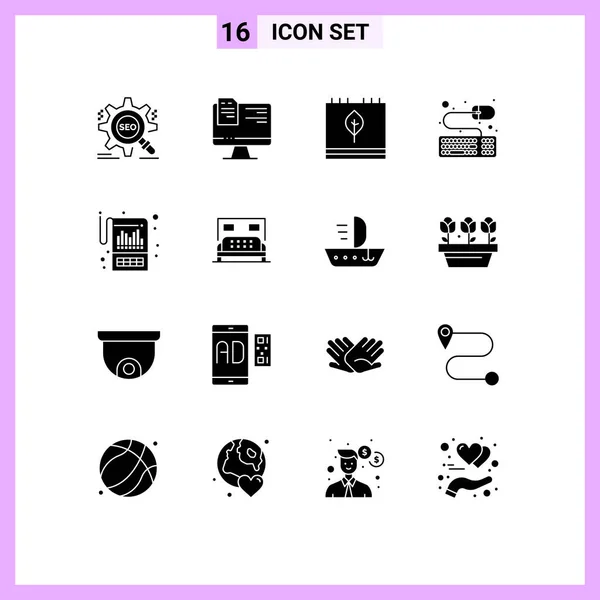 Universal Icon Symbols Group Modern Solid Glyphs Account Keyboard Online — Stock Vector