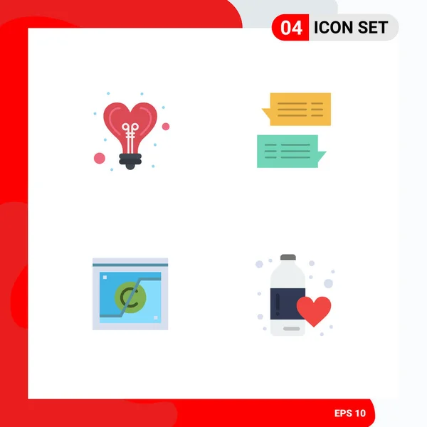 Flat Icon Concept Websites Mobile Apps Bulb Business Heart Mail — Stock Vector