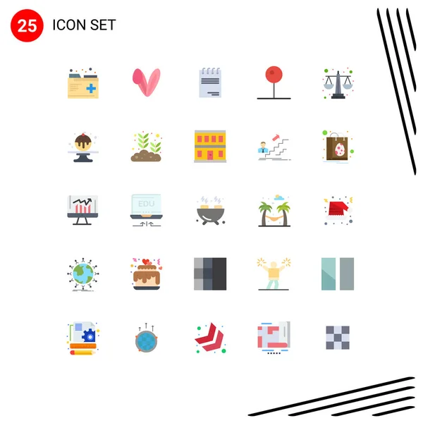 Thematic Vector Flat Colors Editable Symbols Balance Scale Multimedia Notepad — стоковый вектор