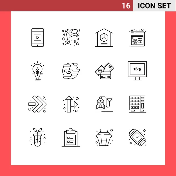 Thematic Vector Outlines Editable Symbols Idea Settings Delivery Panel Stock — Stock Vector