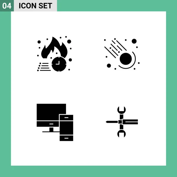 Interface Utilisateur Glyphe Solide Pack Signes Symboles Modernes Livraison Gratuite — Image vectorielle