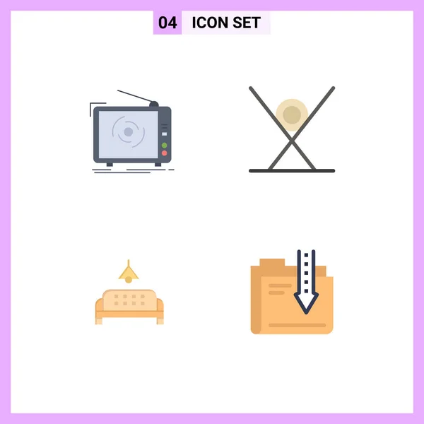 User Interface Pack Basic Flat Icons Sushi Television Fast Food — Vector de stock
