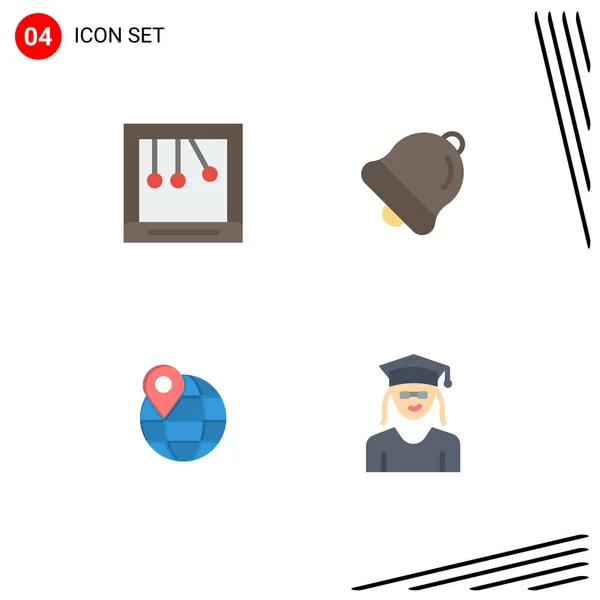 Modern Set Flat Icons Symbols Calm Internet Alarm Location Education — Stockvektor