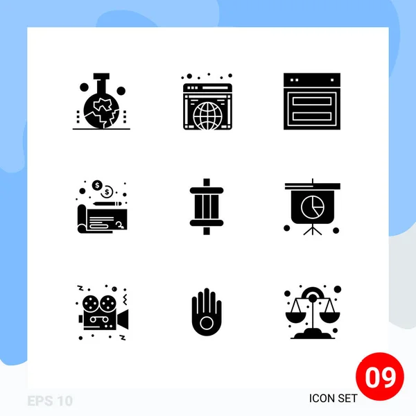 Pictogram Set Simple Solid Glyphs Car Maksu Suunnittelu Raha Verkkosivusto — vektorikuva