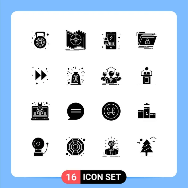 User Interface Pack Basic Solid Glyphs Arrow Network Navigation Folder — Stockový vektor