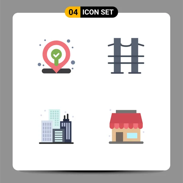 Flat Icon Pack Universal Symbols Web Building Bridge Road Store — Stock Vector