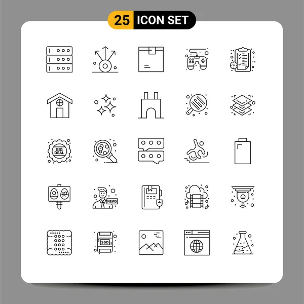 Stock Vector Icon Pack Mit Zeilenzeichen Und Symbolen Für Seite — Stockvektor