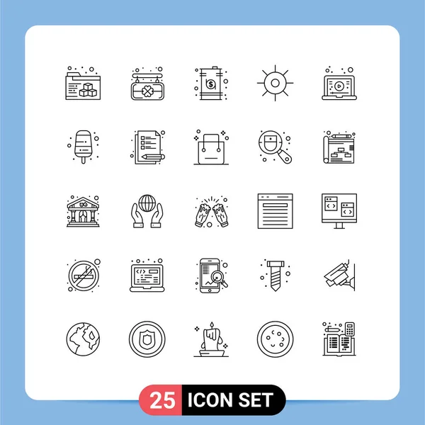 Set Modern Icons Symbols Signs Video Learning Drum Internet Science — Stock Vector