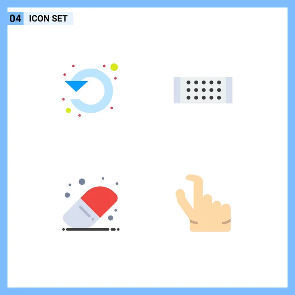 Set Commercial Flat Icons Pack Circle Education Rotate Led Out — Vector de stock