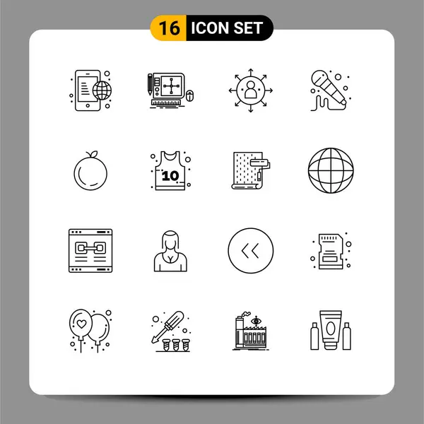 Mobile Interface Outline Set Pictograms Apple Micro Web Design Mic — 스톡 벡터