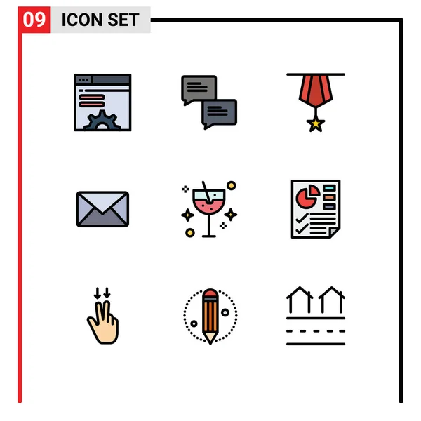 Interface Utilisateur Paquet Basic Filledline Flat Couleurs Boisson Sms Décoration — Image vectorielle