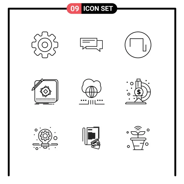 Set Modern Icons Symbols Signs Application App Conversation Design Square — Stock Vector