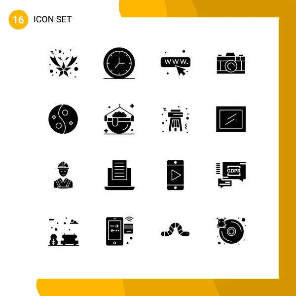 Modern Set Solid Glyphs Pictograph Cooking Style Web Page Spa — Vector de stock