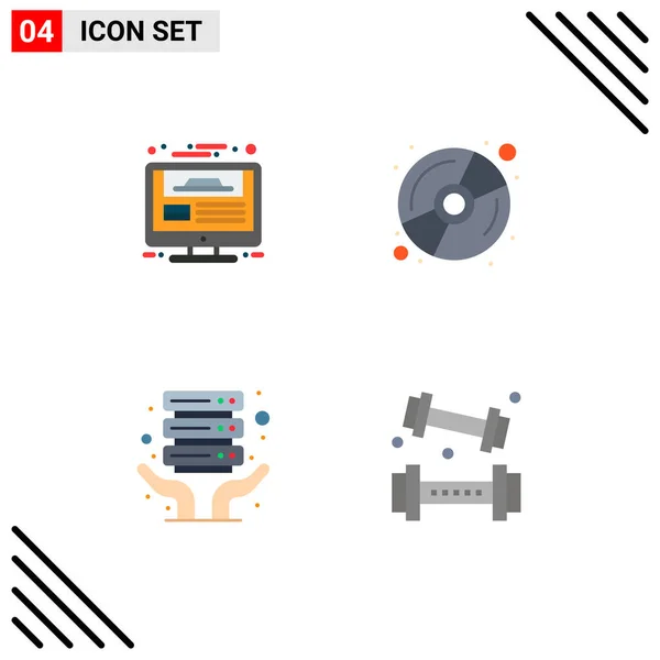 Brukergrensesnitt Flat Icon Pack Med Moderne Skilt Symboler Skjerm Serververtskap – stockvektor