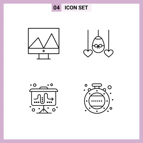 Pictogram Set Simple Filledline Flat Colors Analytics Strategy Egg Holiday — Stok Vektör