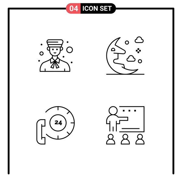 Set Commercial Filledline Flat Colors Pack Avatar Call People Moon — Archivo Imágenes Vectoriales