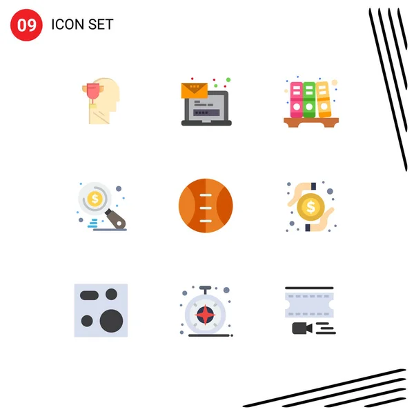 Set Van Commercial Flat Colors Pack Voor Sport Seo Login — Stockvector