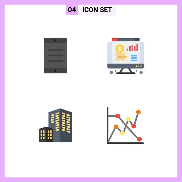 Pacote Ícone Plano Símbolos Universais Móveis Construção Dólar Gráfico Gráfico —  Vetores de Stock