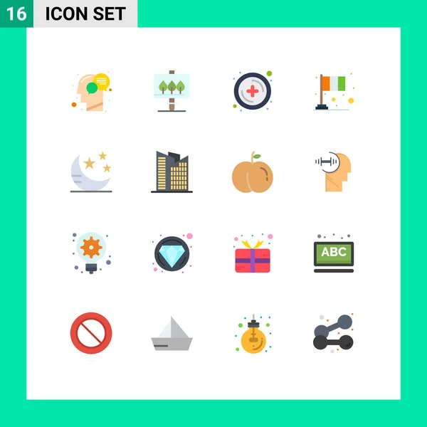 Universal Icon Symbols Group Modern Flat Colors Night Patrick Add — Stock Vector
