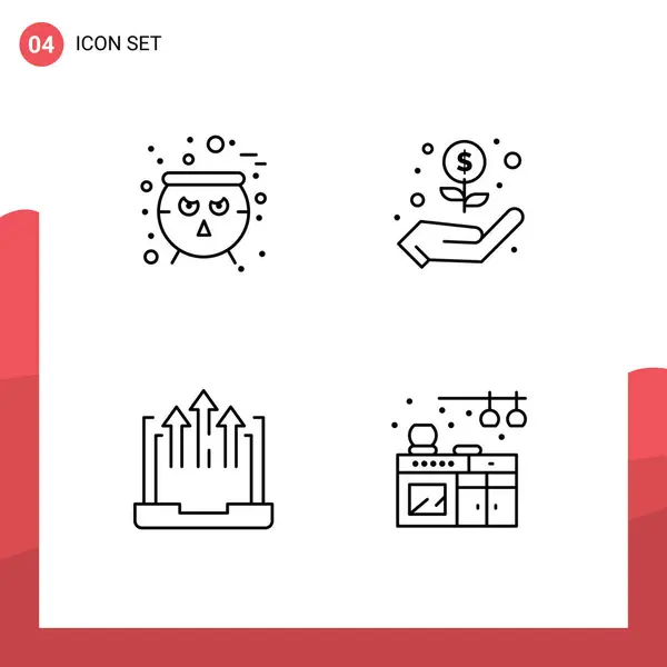 Pictogram Set Simple Filledline Flat Colors Board Growth Scary Money — 스톡 벡터