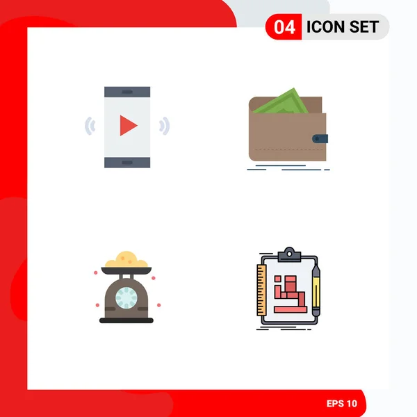 Pictograma Conjunto Iconos Peso Simple Amplificador Bolso Altavoz Finanzas Cocina — Vector de stock