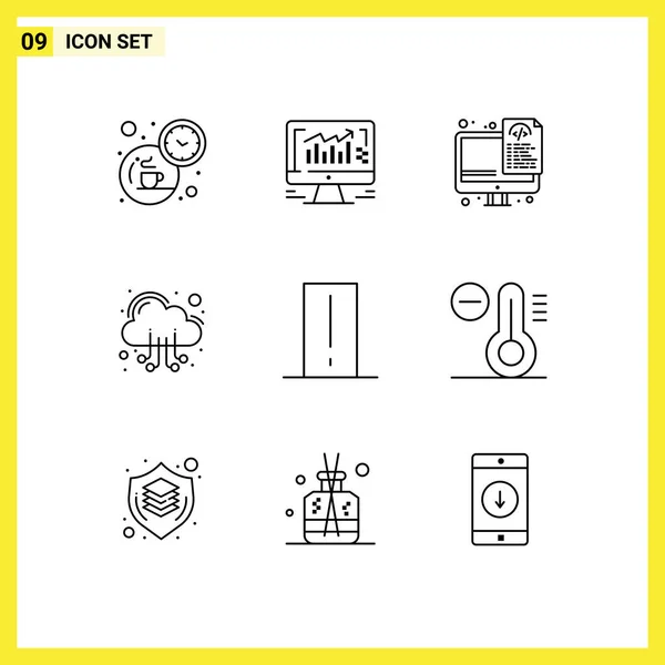 Editable Vector Line Pack Simple Outlines Device Web Coding Server — Stock Vector