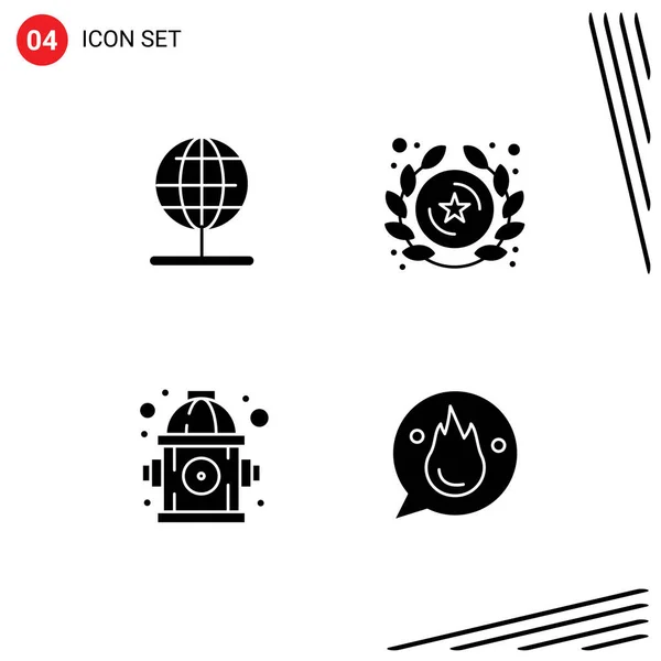 Stock Vector Icon Pack Semne Linie Simboluri Pentru Glob Hidrant — Vector de stoc
