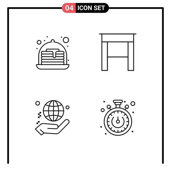 Pictogram Set Simple Filledline Lapos Színek Torta Világ Íróasztal Kéz — Stock Vector