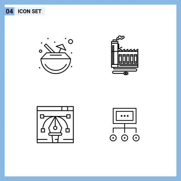 Stock Vector Icon Pack Line Signs Symbols Drink Artwork Coconut — Stockvector