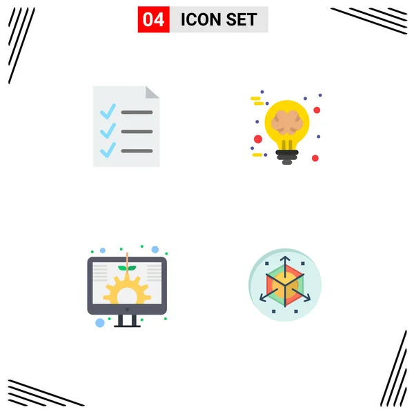 Modern Set Flat Icons Symbols Document Investment Brain Brain Storming — стоковый вектор