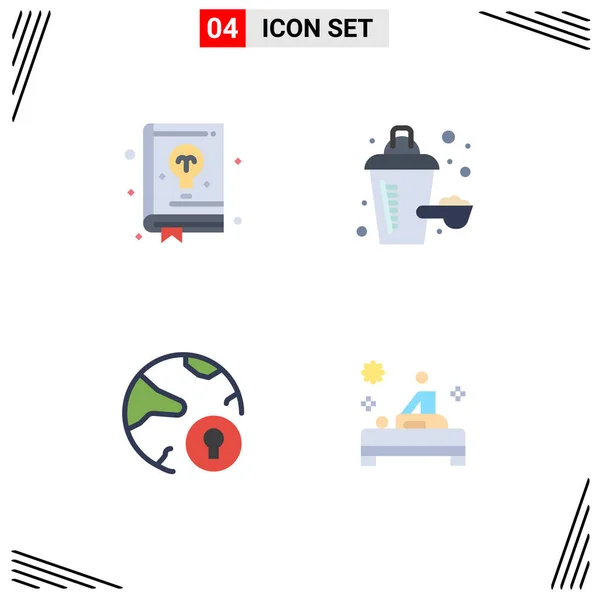 Pictogram Set Simple Flat Icons Book Online Learning Protein Protection — Stock Vector