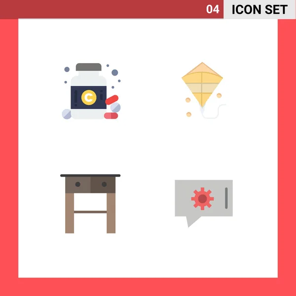 Universal Flat Icons Set Web Mobile Applications Diéta Asztal Tabletták — Stock Vector