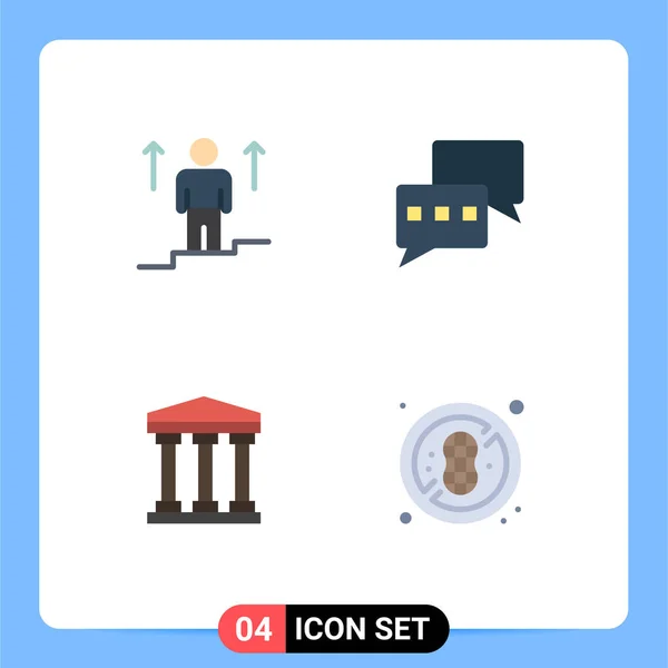 Conjunto Moderno Iconos Planos Símbolos Como Usuario Banco Hombre Chat — Vector de stock