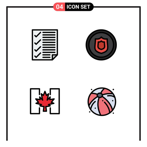 Set Commercial Filledline Flat Colors Pack Check Flag Page Badge — Vector de stock