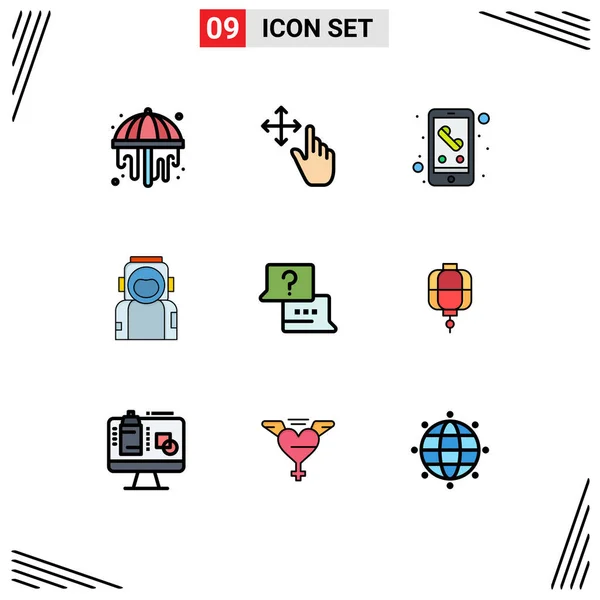 Creative Icons Modern Signs Sysymbols Laptop Job Phone Suit Spaceman — Vector de stock