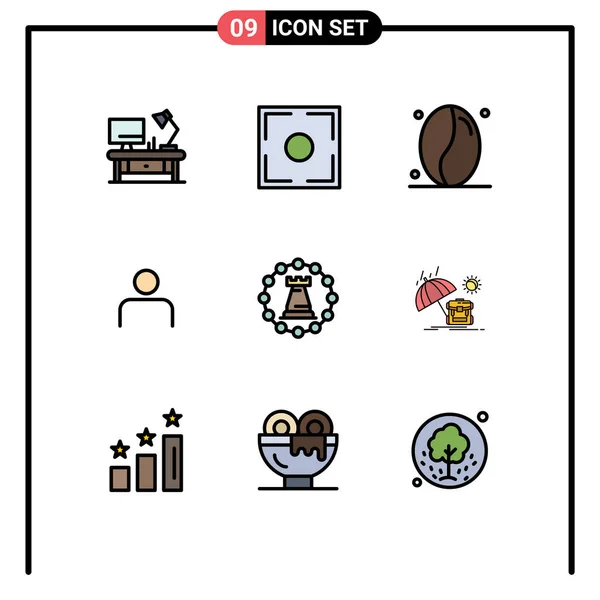 Creative Icons Modern Jelek Szimbólumok Erőd Felhasználó Kávé Készletek Emberek — Stock Vector
