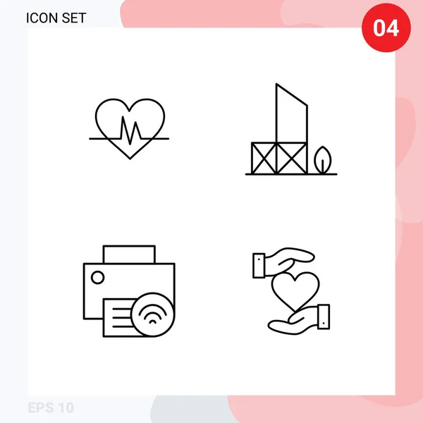 User Interface Pack Basic Filledline Flat Colors Ecg Computers Pulse — Image vectorielle